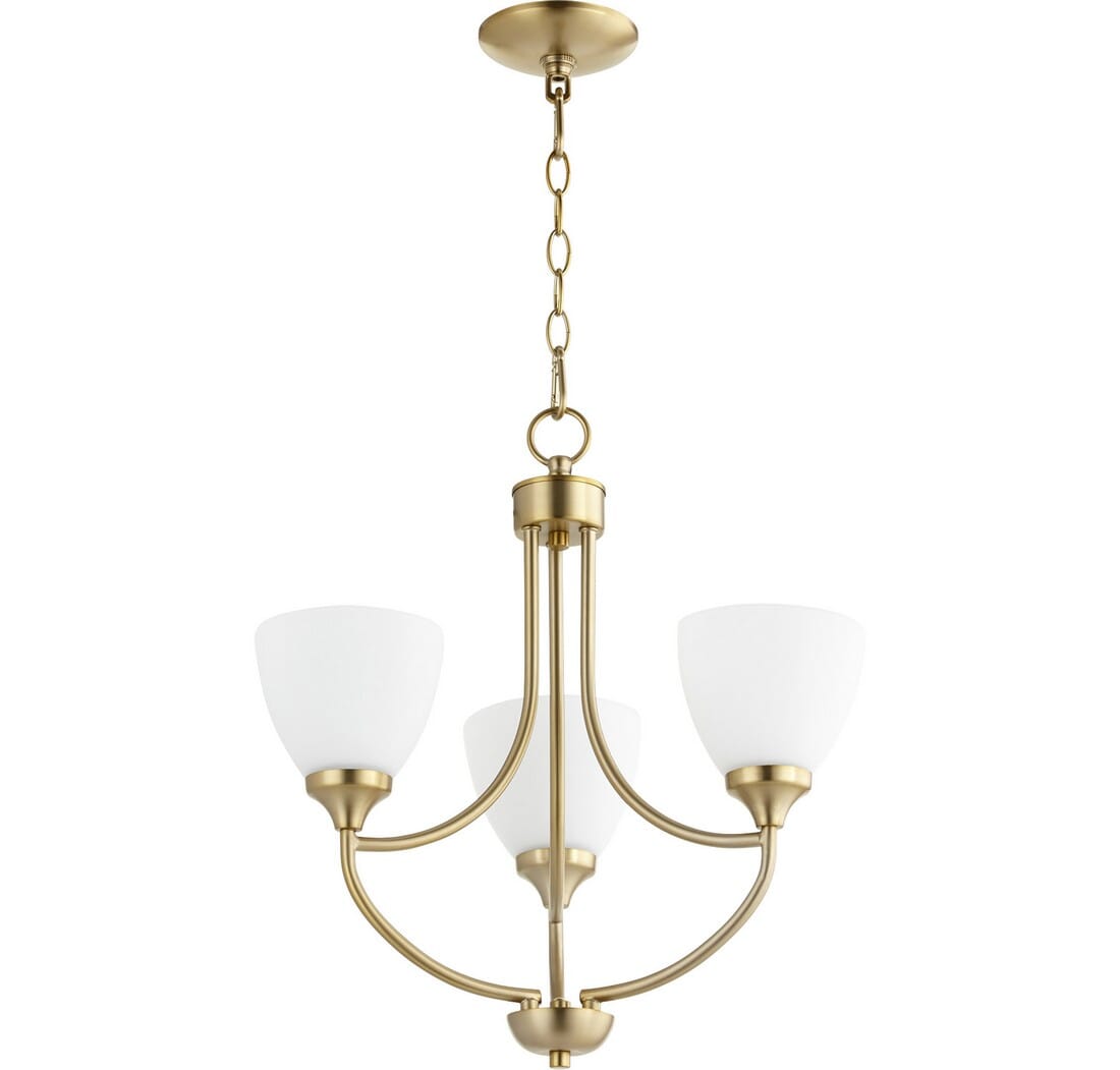 Quorum Enclave 3-Light 21" Transitional Chandelier in Aged Brass