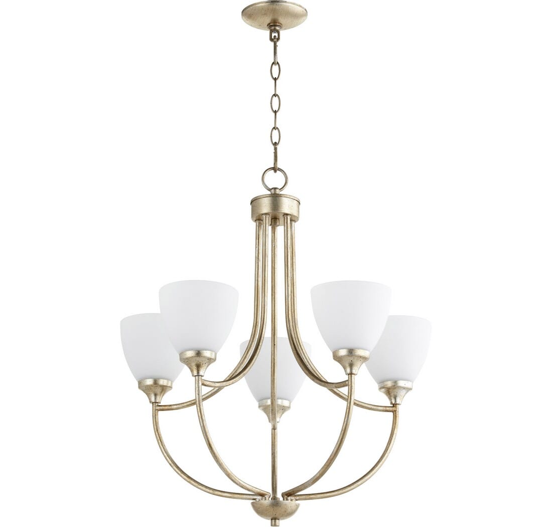 Quorum Enclave 5-Light 25" Transitional Chandelier in Aged Silver Leaf