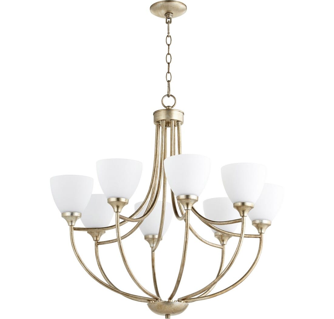 Quorum Enclave 8-Light 29" Transitional Chandelier in Aged Silver Leaf