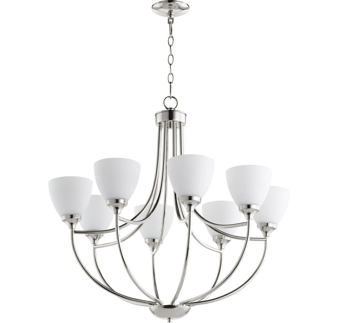 Quorum Enclave 8-Light 29" Transitional Chandelier in Polished Nickel