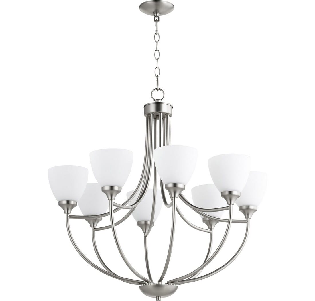 Quorum Enclave 8-Light 29" Transitional Chandelier in Satin Nickel