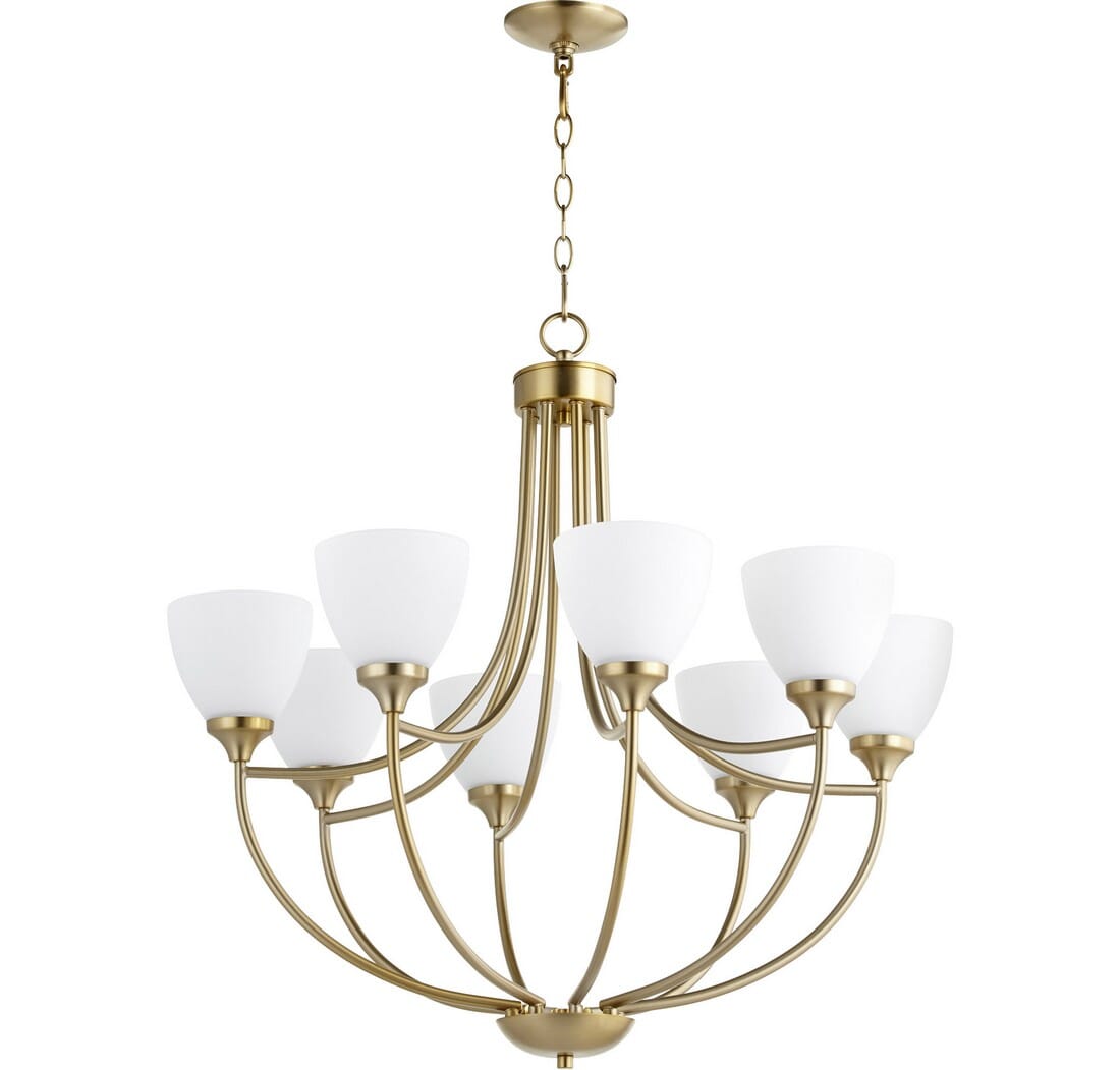 Quorum Enclave 8-Light 29" Transitional Chandelier in Aged Brass