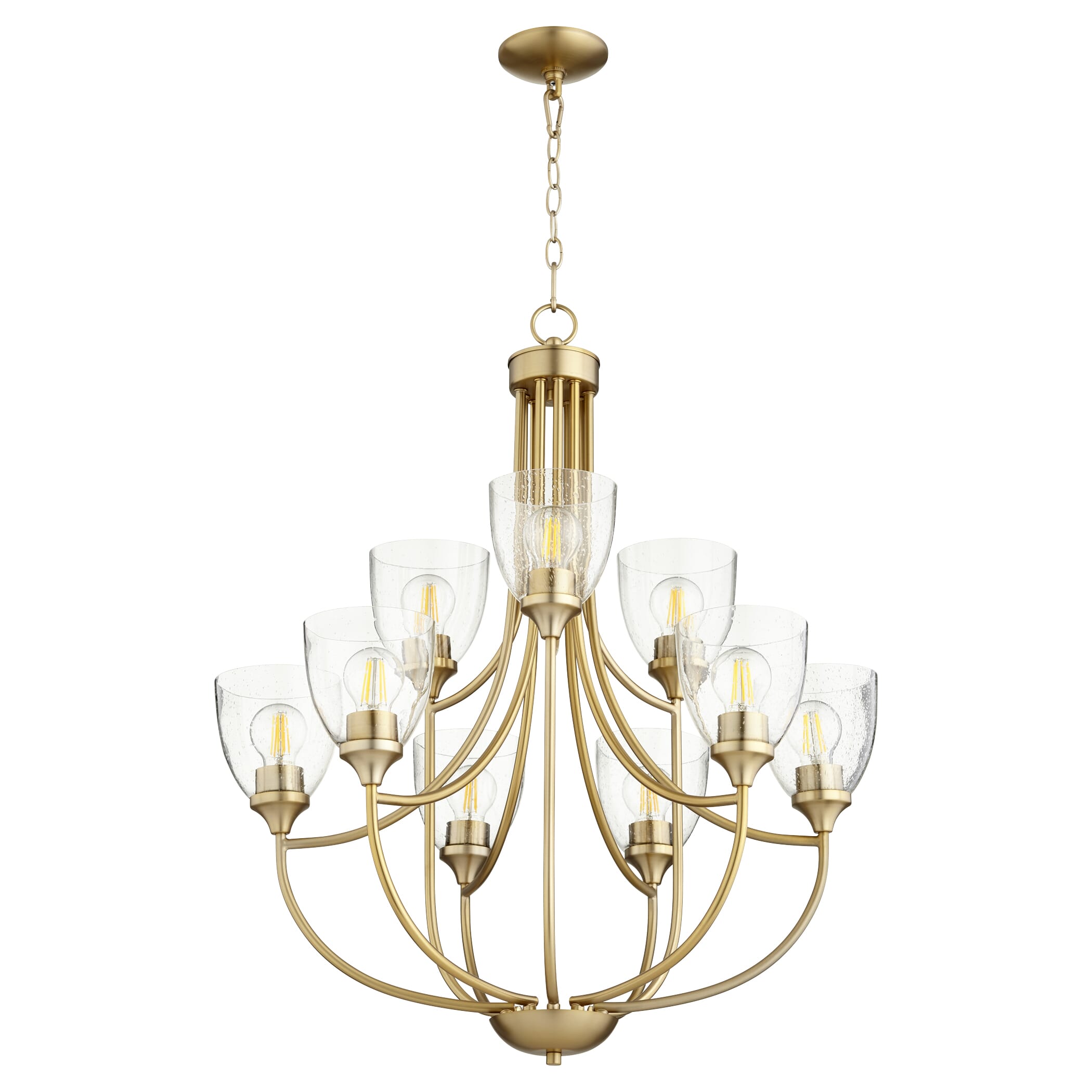 Quorum Enclave 9-Light 33" Transitional Chandelier in Aged Brass with