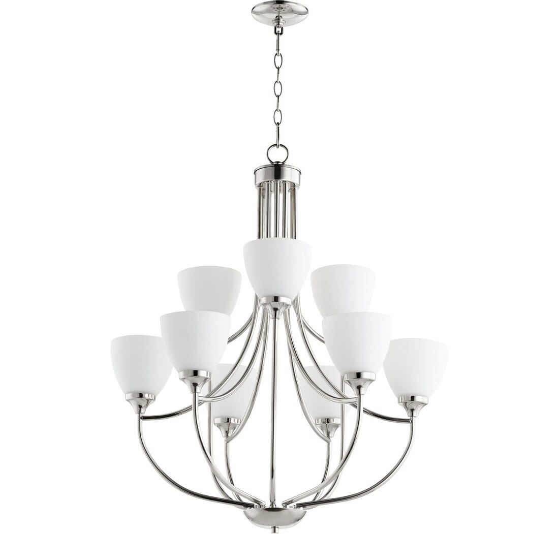 Quorum Enclave 9-Light 33" Transitional Chandelier in Polished Nickel