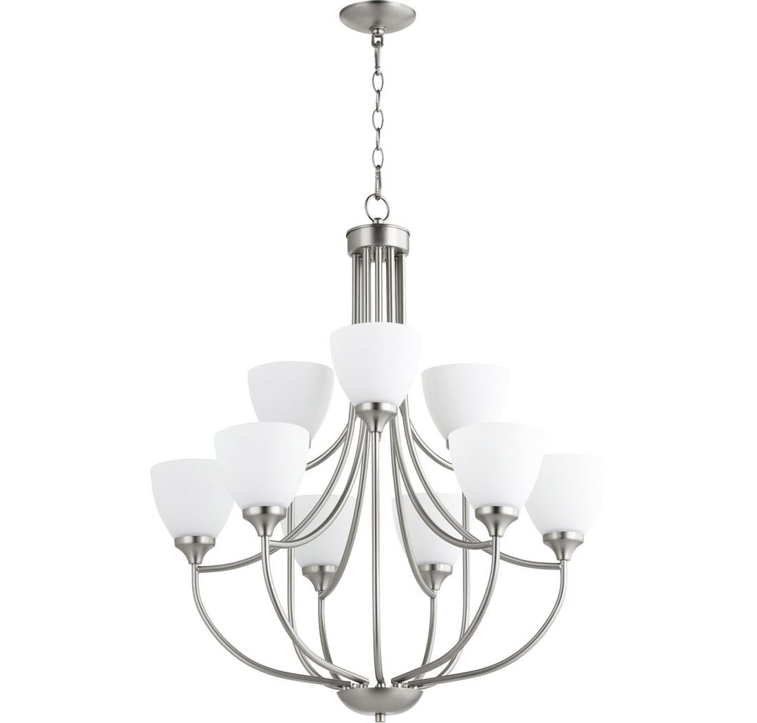 Quorum Enclave 9-Light 33" Transitional Chandelier in Satin Nickel