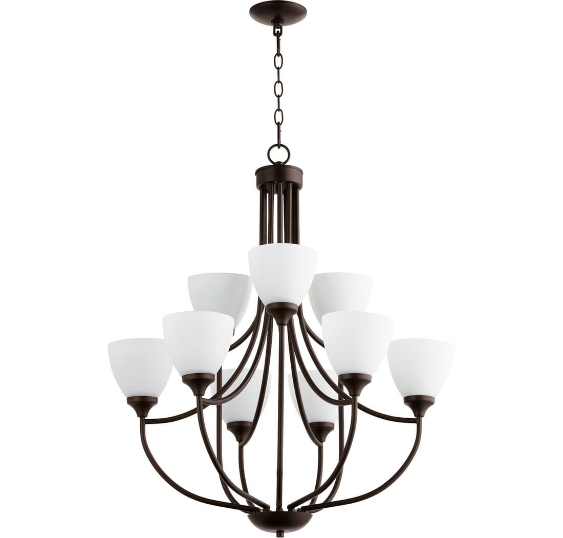 Quorum Enclave 9-Light 33" Transitional Chandelier in Oiled Bronze