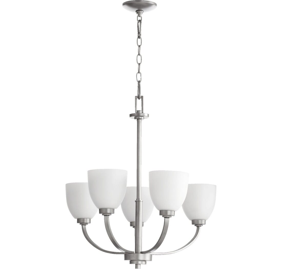 Quorum Reyes 5-Light 24" Transitional Chandelier in Classic Nickel