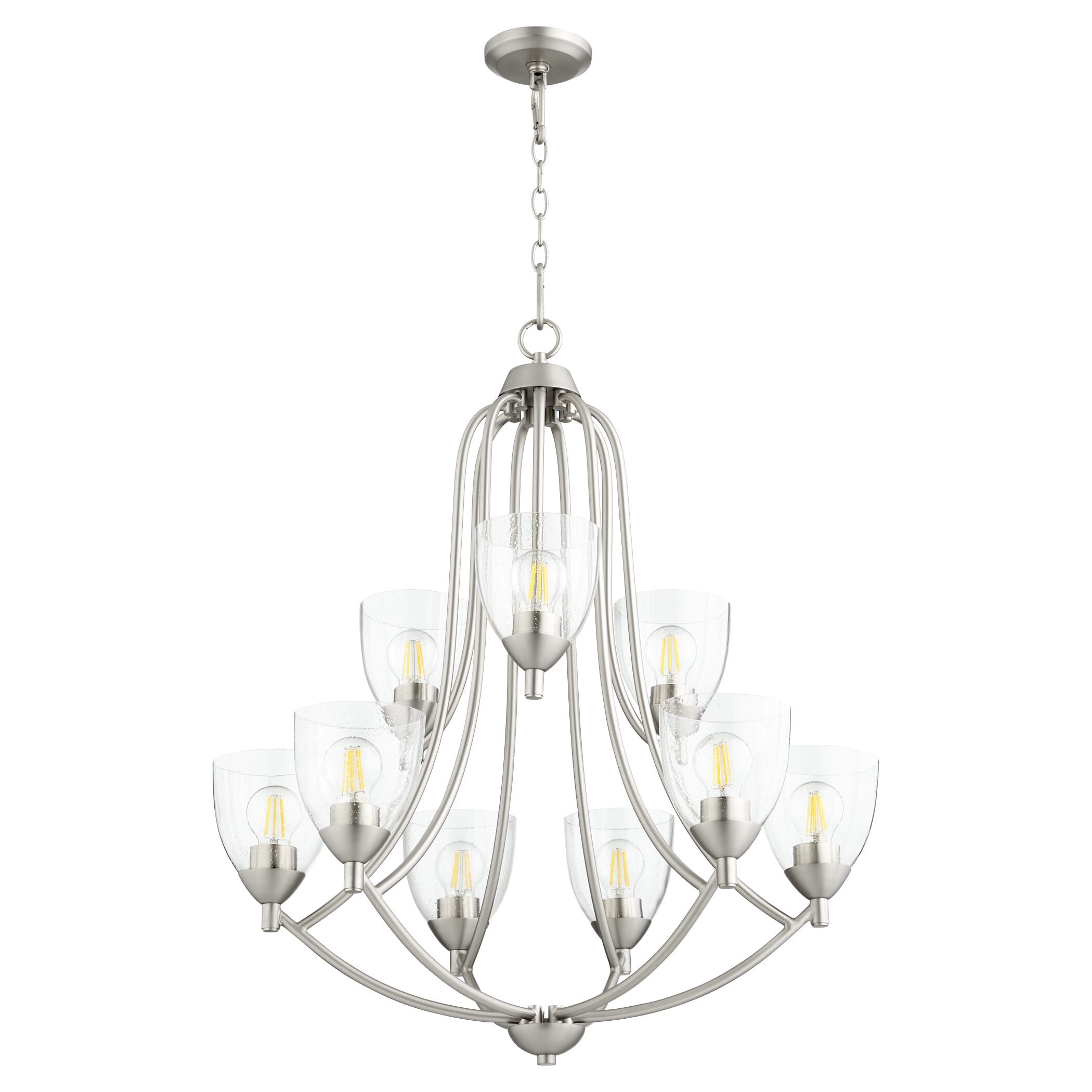 Quorum Barkley 9-Light 32" Transitional Chandelier in Satin Nickel with