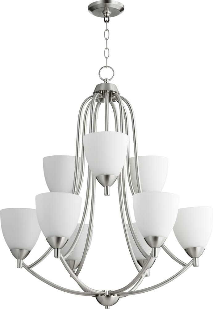 Quorum Barkley 9-Light 32" Transitional Chandelier in Satin Nickel