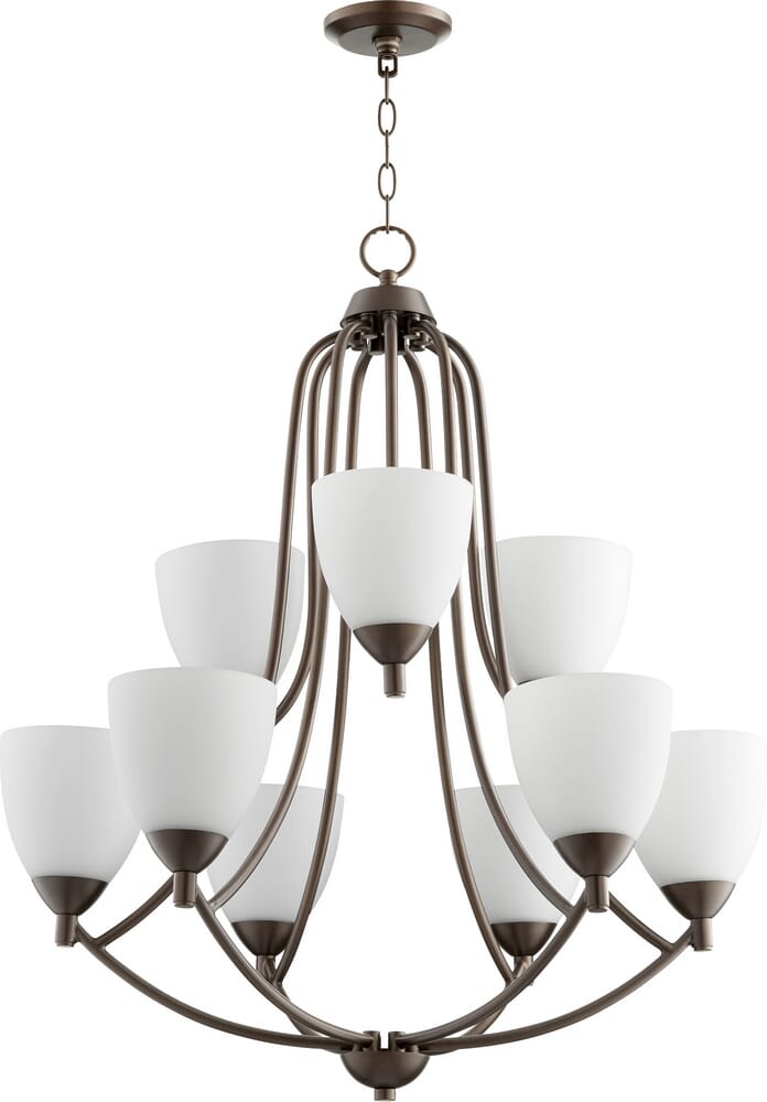 Quorum Barkley 9-Light 32" Transitional Chandelier in Oiled Bronze