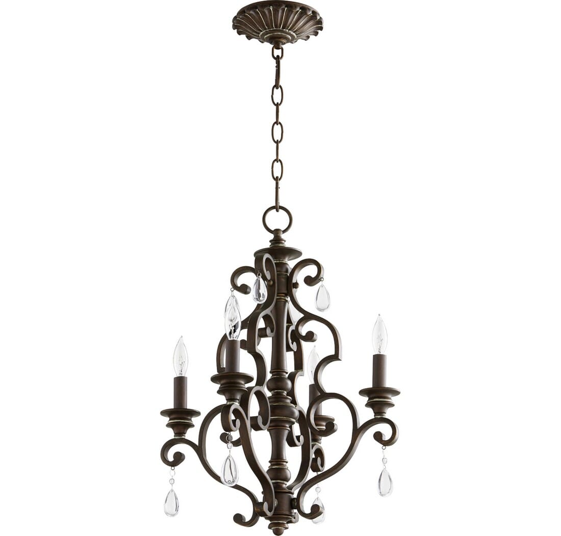 Quorum San Miguel 4-Light 26" Transitional Chandelier in Vintage Copper