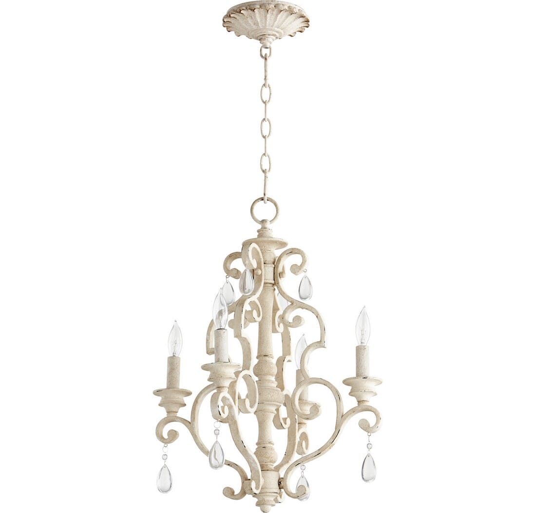 Quorum San Miguel 4-Light 26" Transitional Chandelier in Persian White