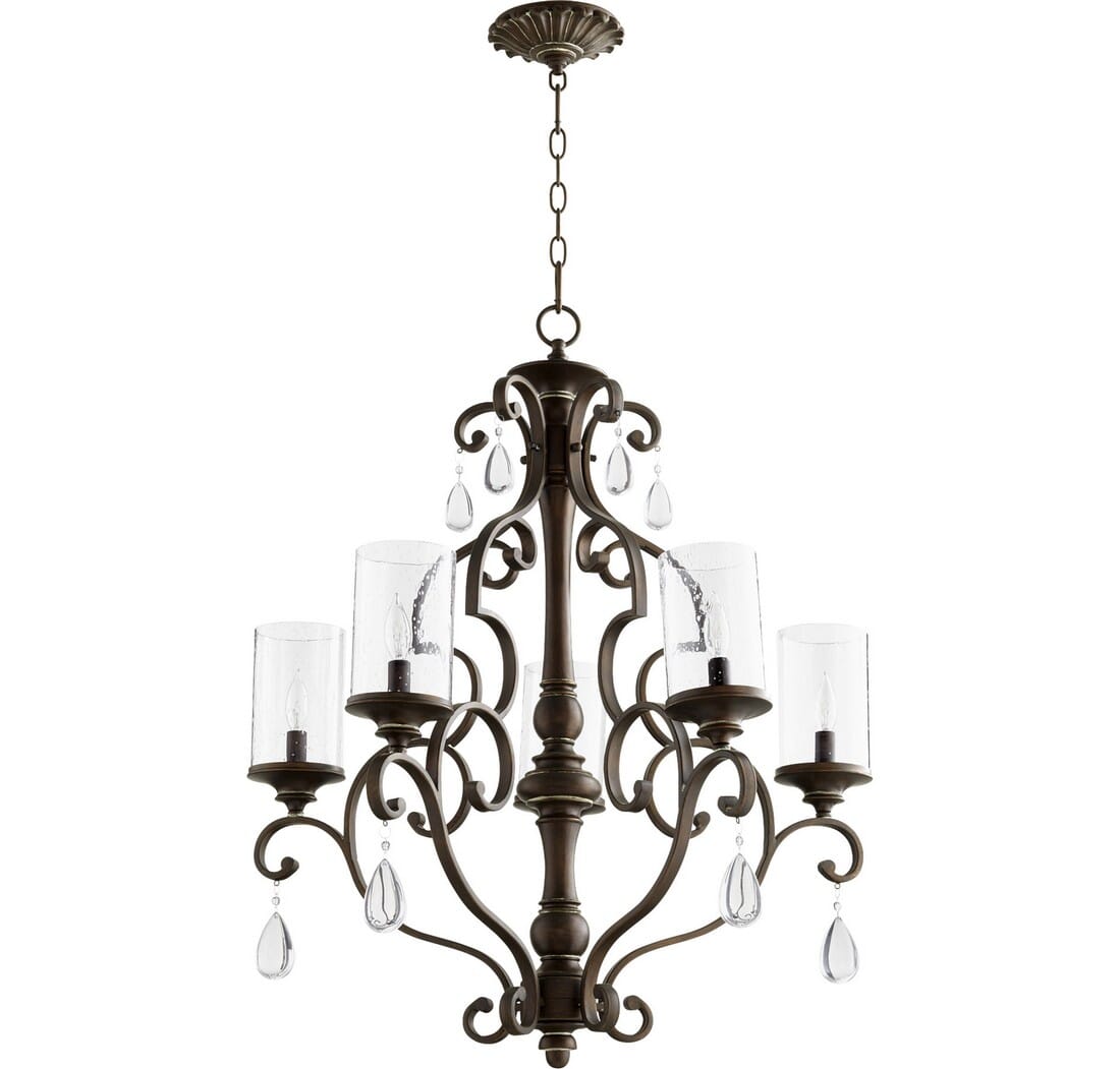 Quorum San Miguel 5-Light 33" Transitional Chandelier in Vintage Copper