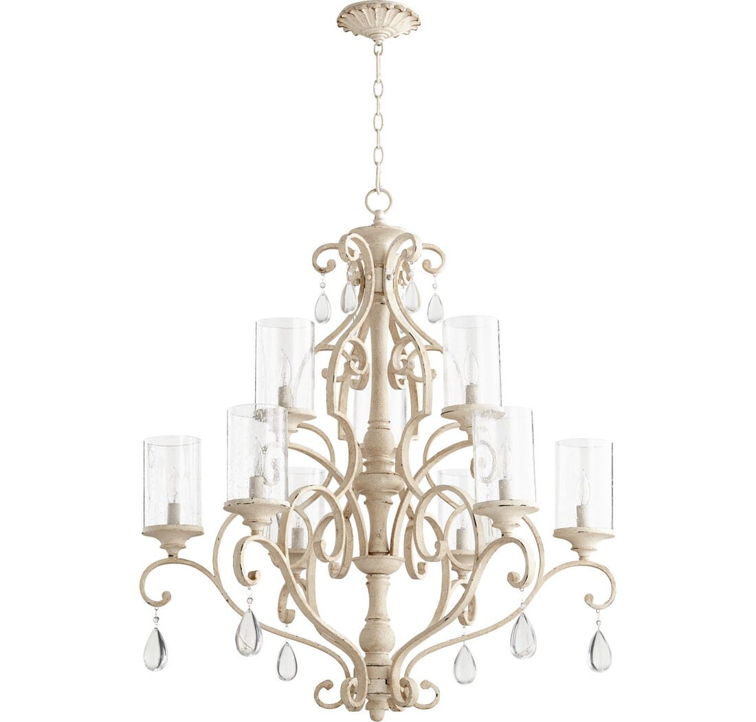 Quorum San Miguel 9-Light 37" Transitional Chandelier in Persian White