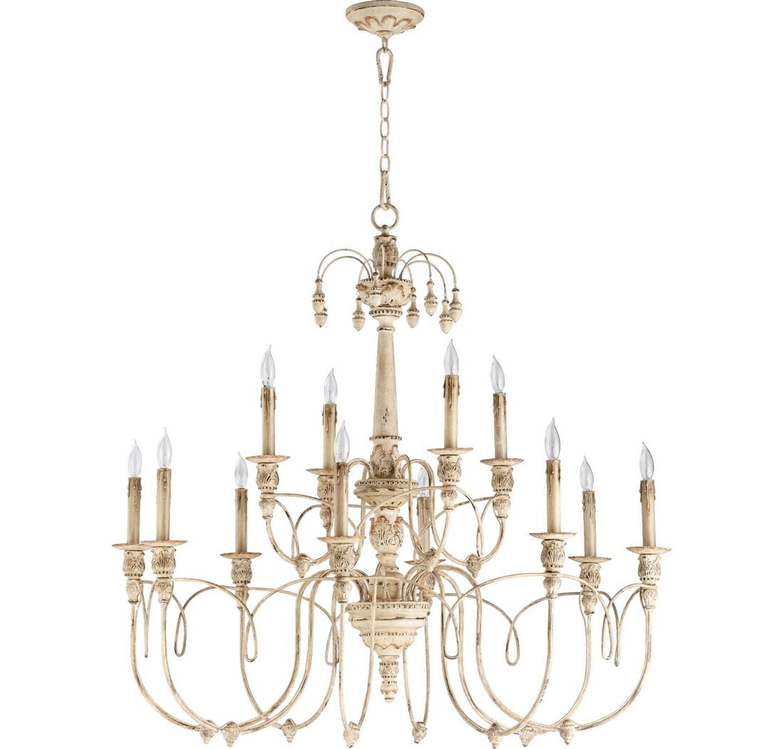 Quorum Salento 12-Light 37" Transitional Chandelier in Persian White