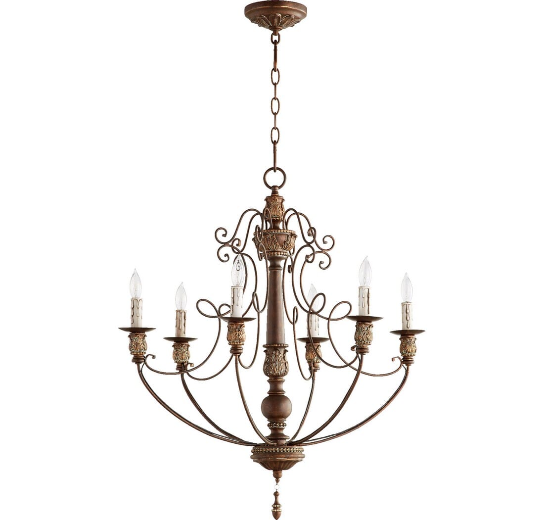 Quorum Salento 6-Light 30" Transitional Chandelier in Vintage Copper