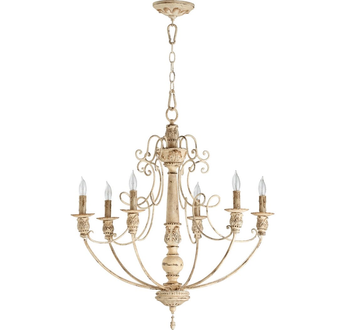 Quorum Salento 6-Light 30" Transitional Chandelier in Persian White