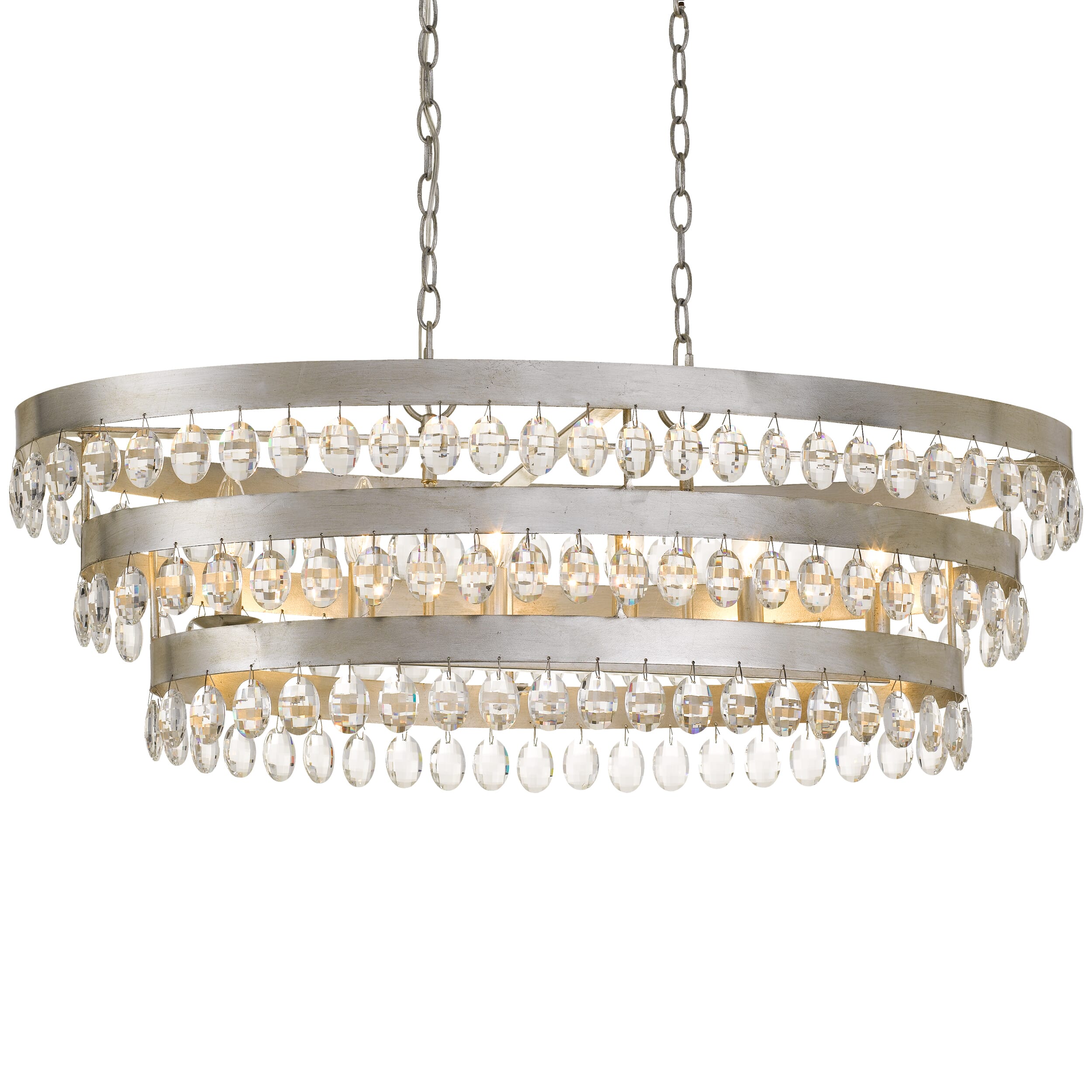 Crystorama Perla 6-Light 13" Transitional Chandelier in Antique Silver with Clear Hand Cut Crystals