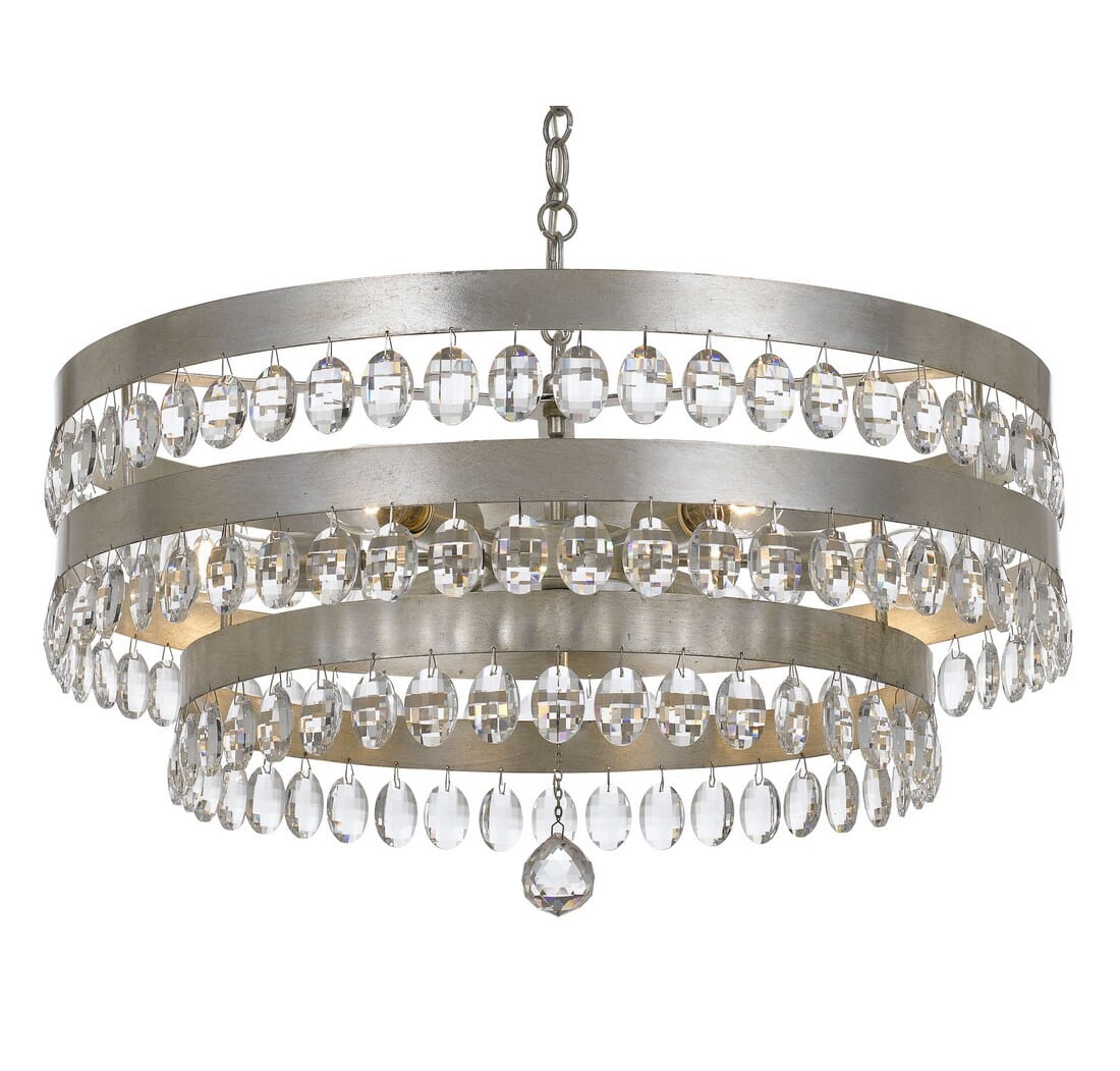 Crystorama Perla 6-Light Crystal Chandelier in Antique Silver