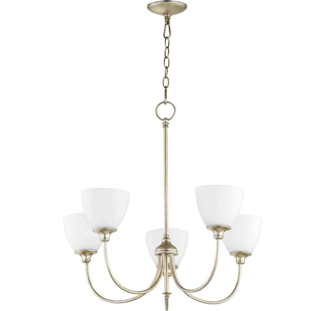 Quorum Celeste 5-Light 25" Transitional Chandelier in Aged Silver Leaf