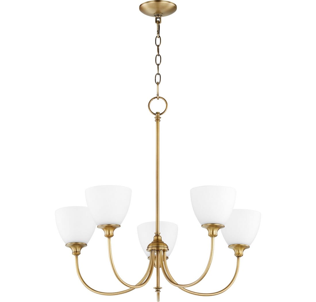 Quorum Celeste 5-Light 25" Transitional Chandelier in Aged Brass