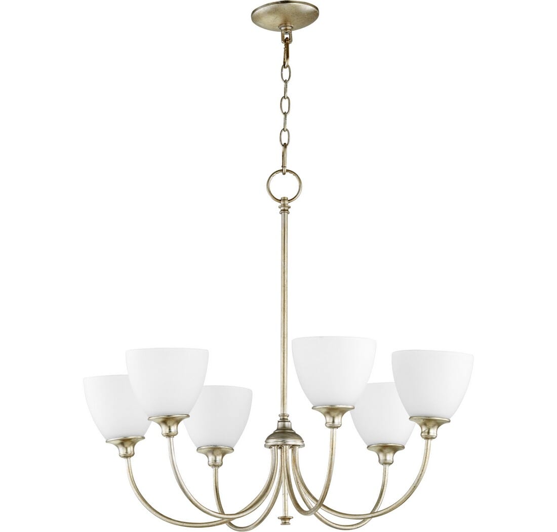 Quorum Celeste 6-Light 25" Transitional Chandelier in Aged Silver Leaf