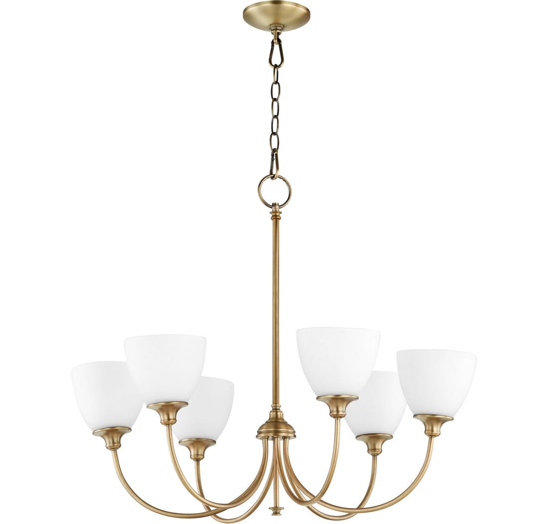 Quorum Celeste 6-Light 25" Transitional Chandelier in Aged Brass