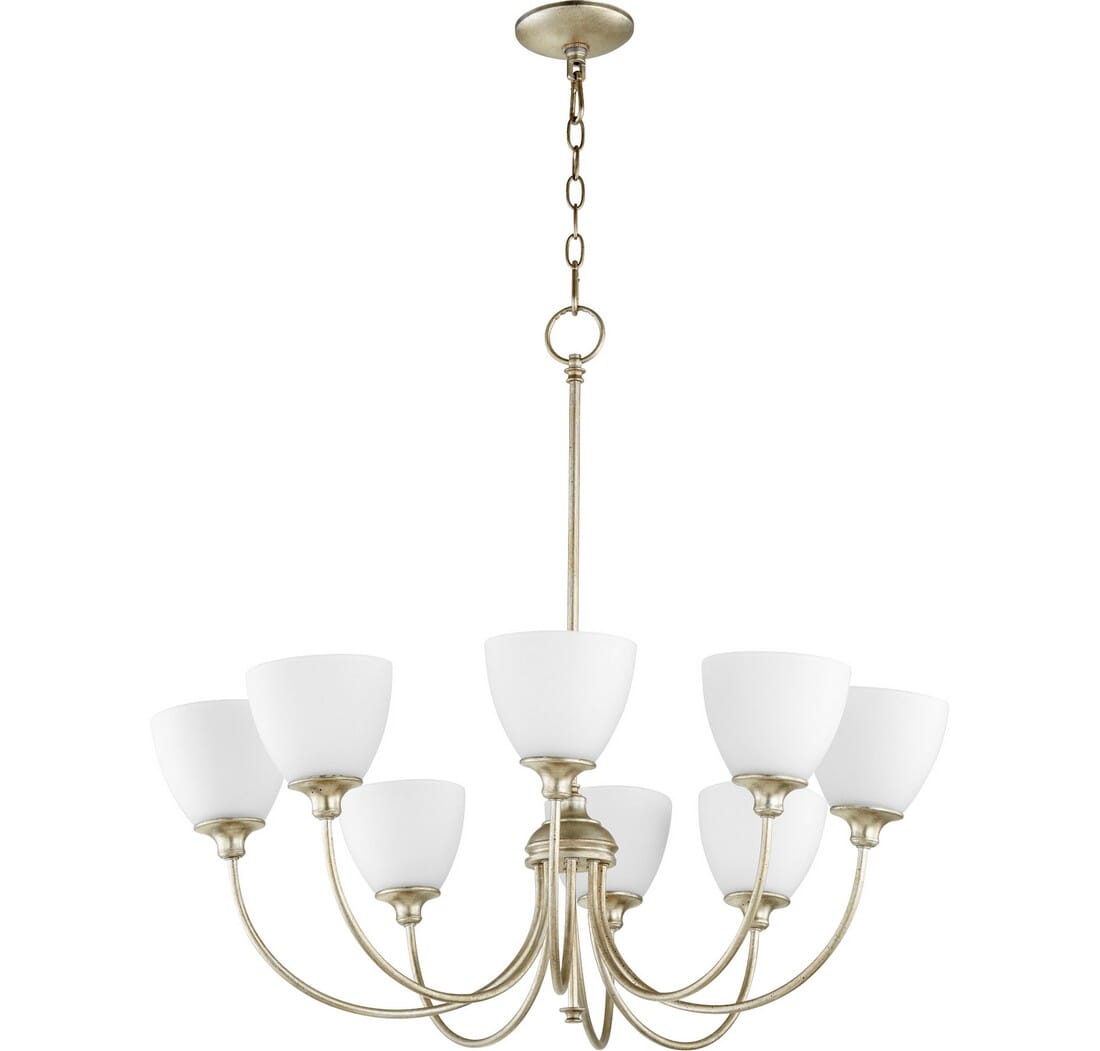 Quorum Celeste 8-Light 29" Transitional Chandelier in Aged Silver Leaf