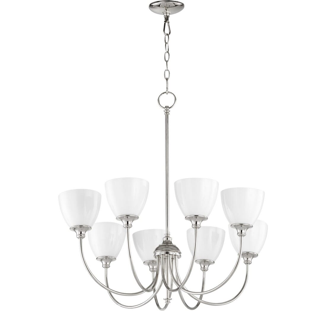 Quorum Celeste 8-Light 29" Transitional Chandelier in Polished Nickel