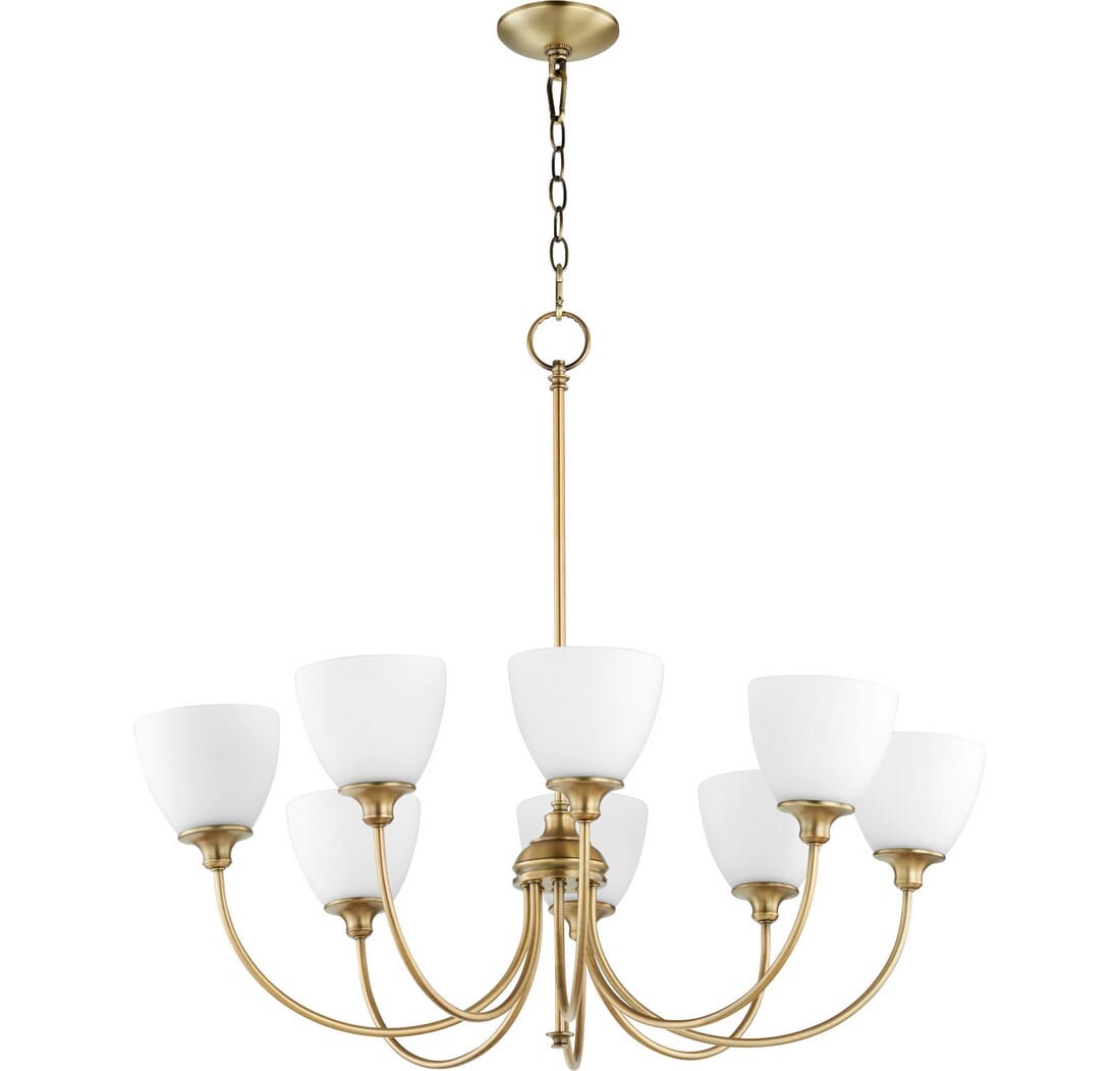 Quorum Celeste 8-Light 29" Transitional Chandelier in Aged Brass