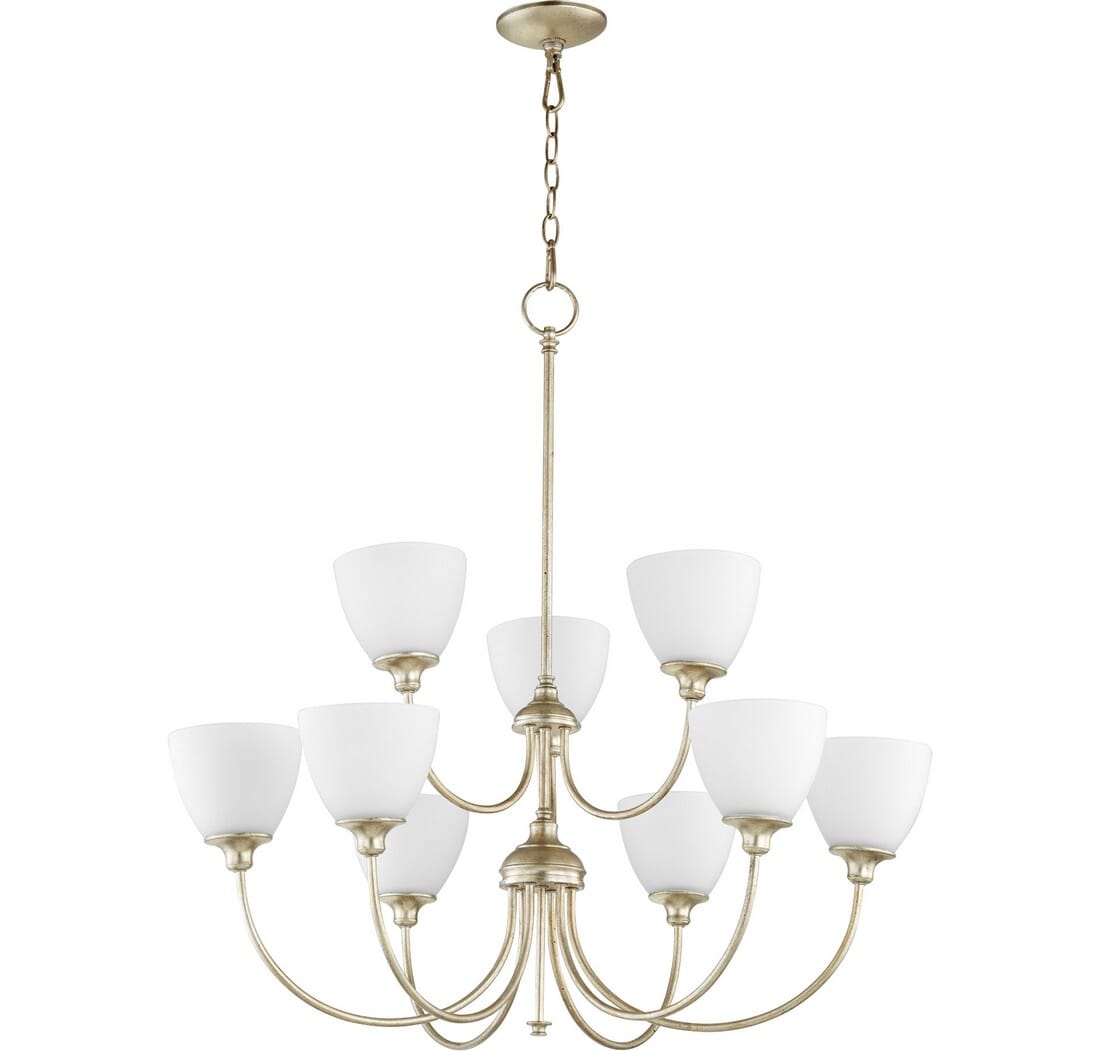 Quorum Celeste 9-Light 34" Transitional Chandelier in Aged Silver Leaf