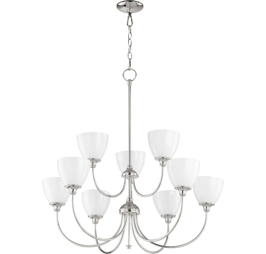 Quorum Celeste 9-Light 34" Transitional Chandelier in Polished Nickel