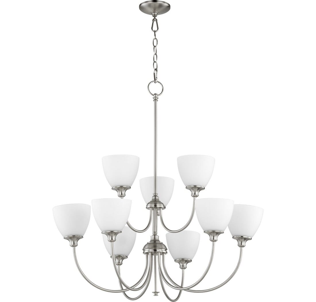 Quorum Celeste 9-Light 34" Transitional Chandelier in Satin Nickel