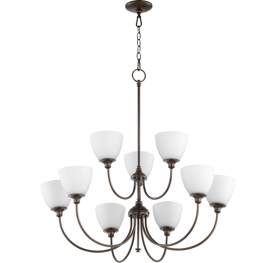 Quorum Celeste 9-Light 34" Transitional Chandelier in Oiled Bronze