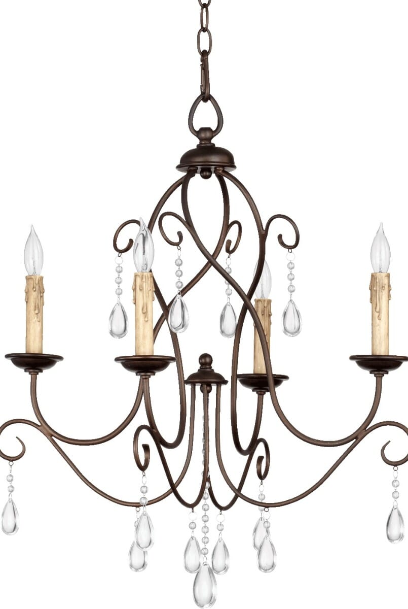 Quorum Cilia 4-Light Chandelier in Oiled Bronze