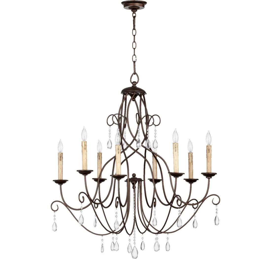 Quorum Cilia 8-Light 35" Transitional Chandelier in Oiled Bronze