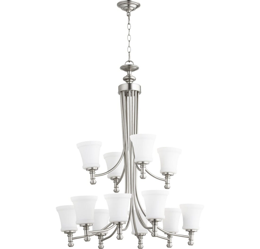 Quorum Rossington 12-Light 37" Transitional Chandelier in Satin Nickel