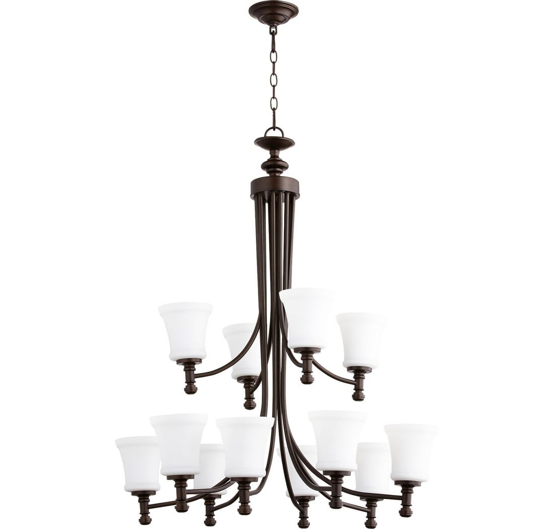 Quorum Rossington 12-Light 37" Transitional Chandelier in Oiled Bronze