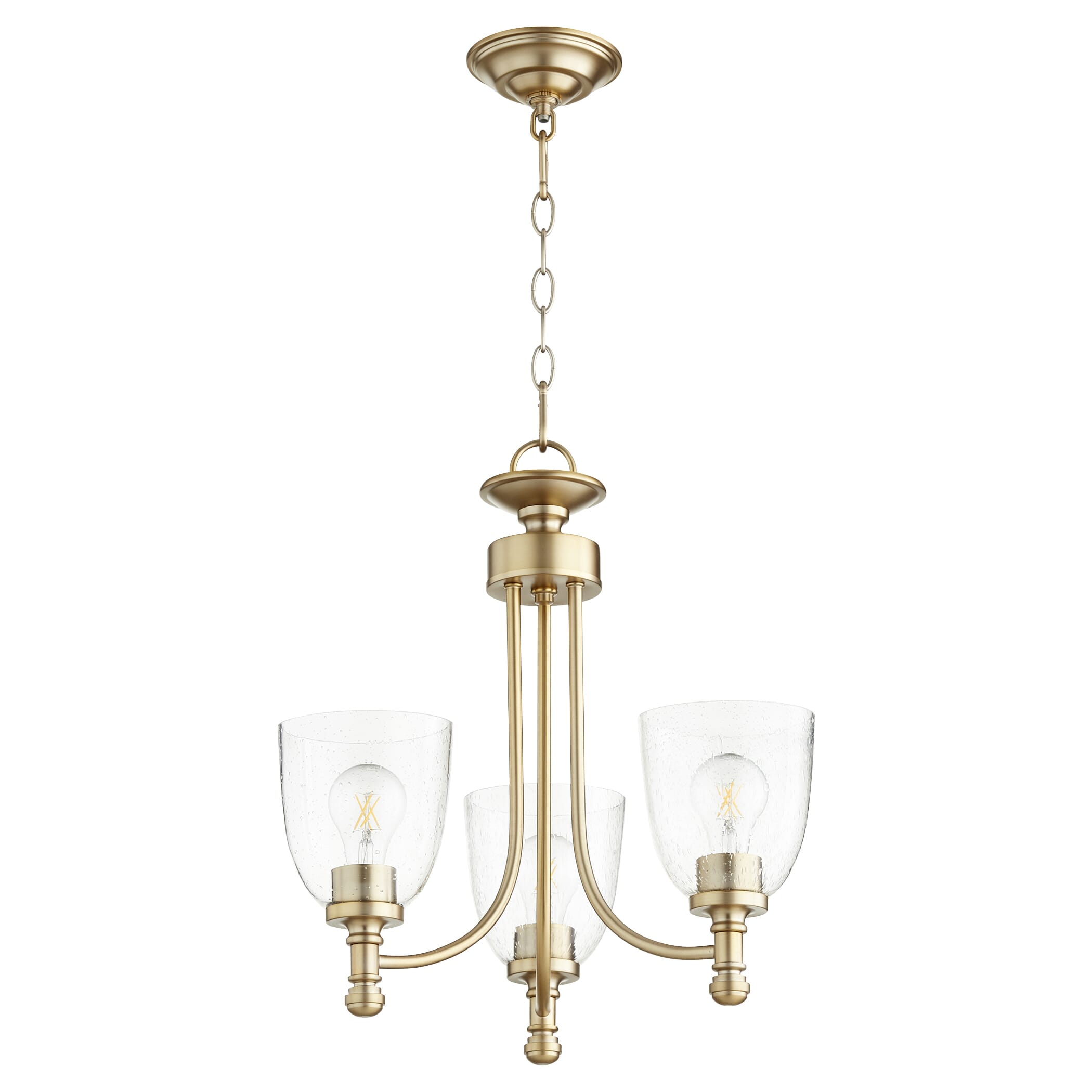 Quorum Rossington 3-Light 19" Transitional Chandelier in Aged Brass with