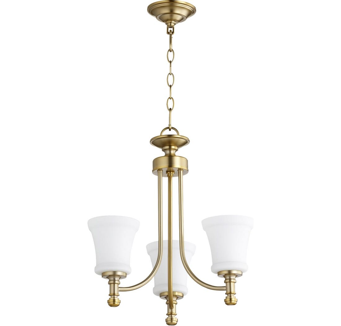 Quorum Rossington 3-Light 19" Transitional Chandelier in Aged Brass