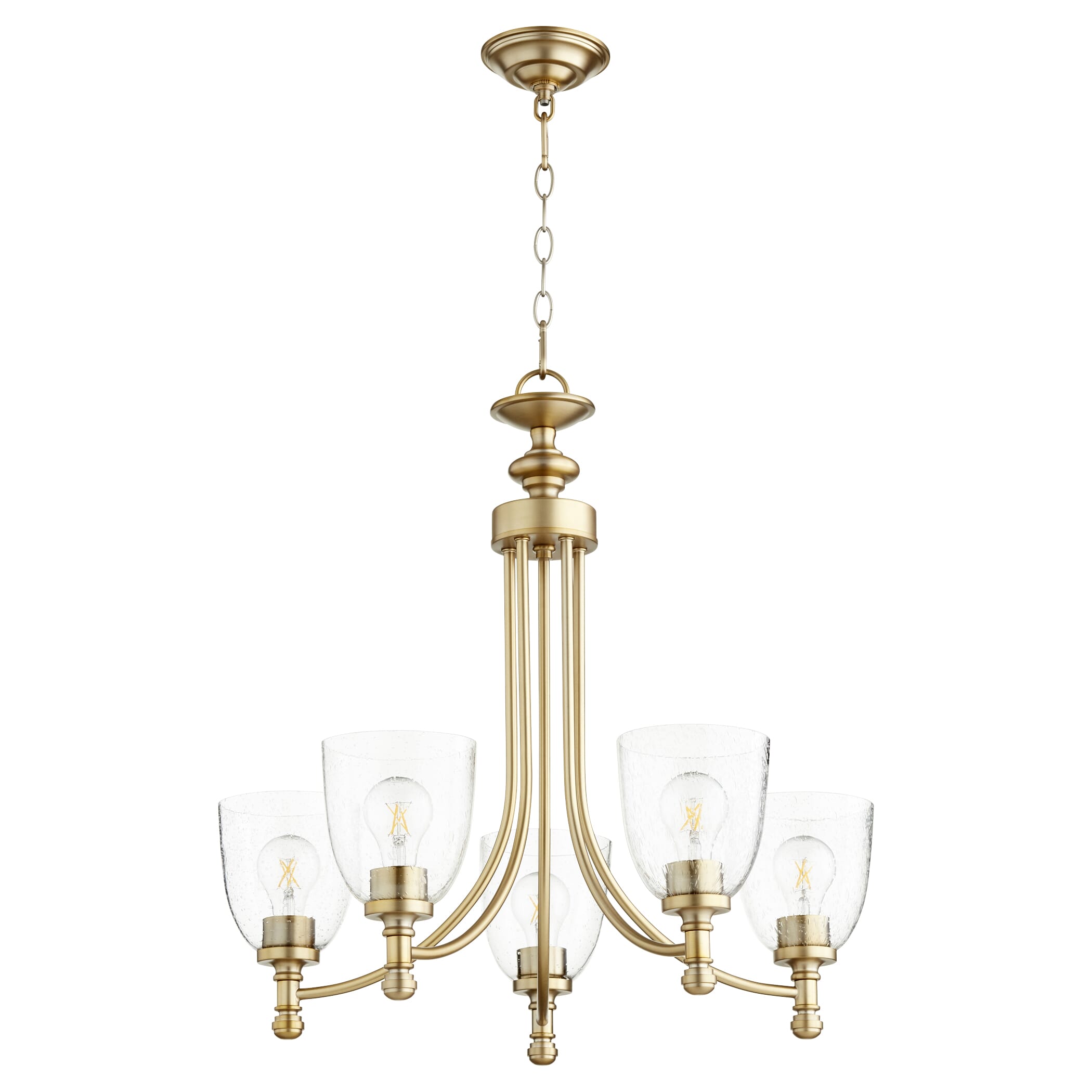 Quorum Rossington 5-Light 25" Transitional Chandelier in Aged Brass with