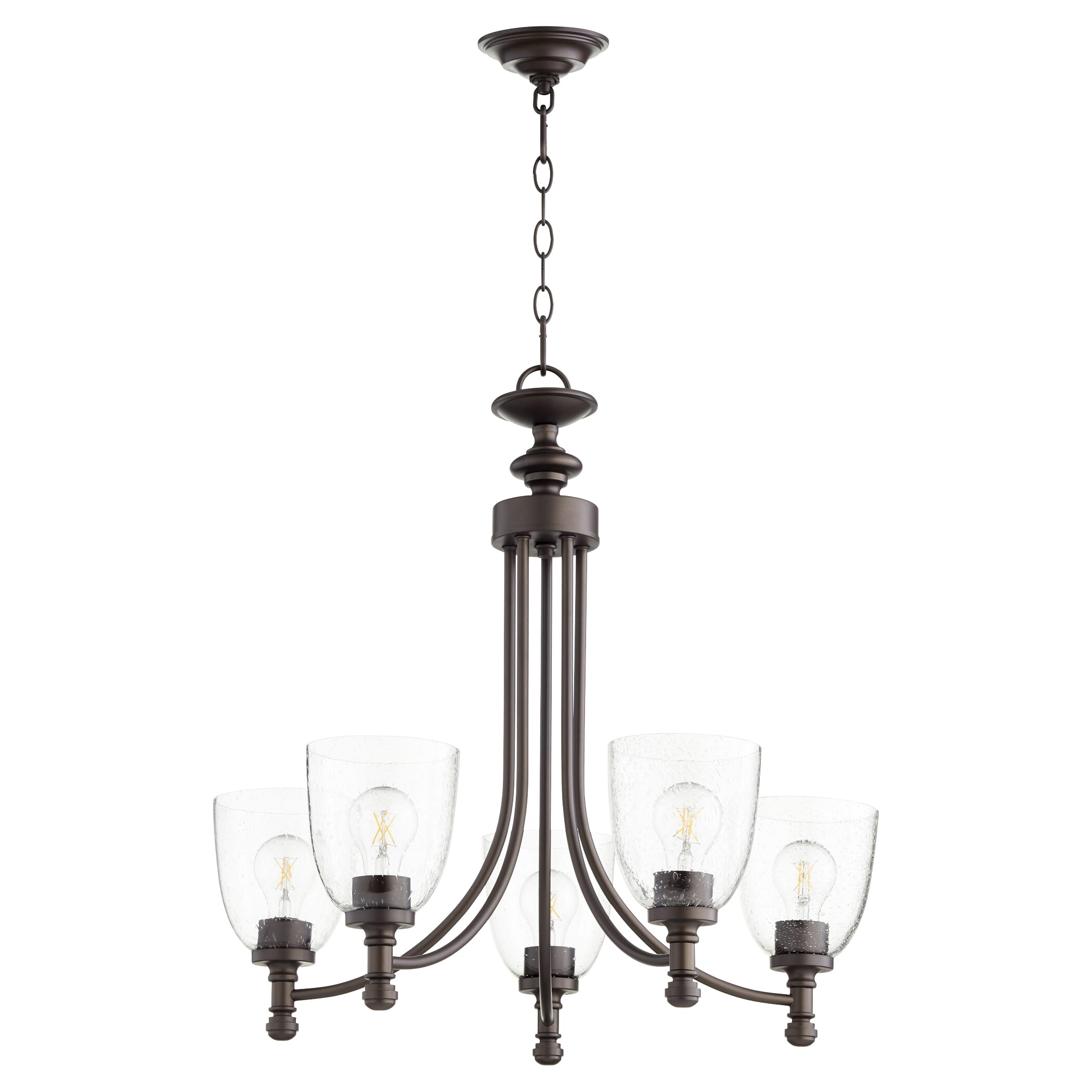 Quorum Rossington 5-Light 25" Transitional Chandelier in Oiled Bronze with