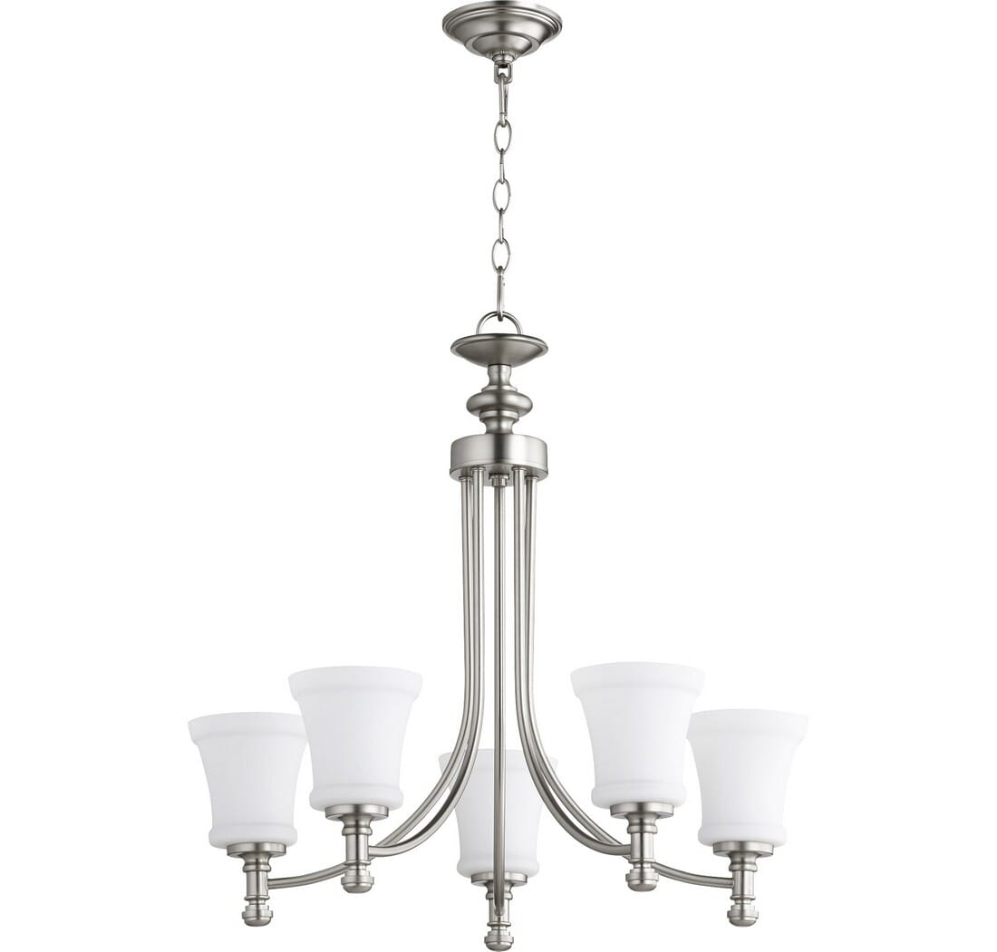 Quorum Rossington 5-Light 25" Transitional Chandelier in Satin Nickel