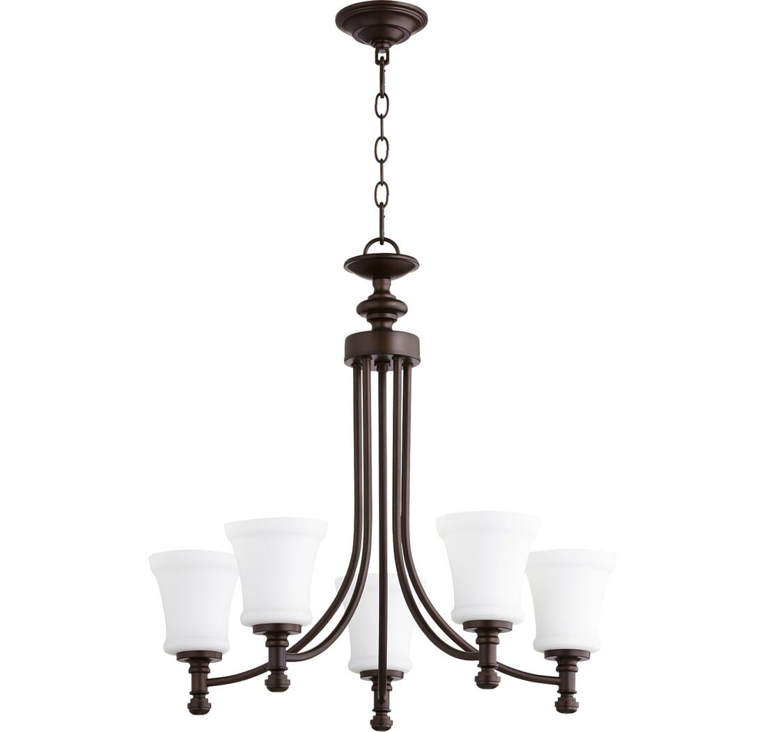 Quorum Rossington 5-Light 25" Transitional Chandelier in Oiled Bronze