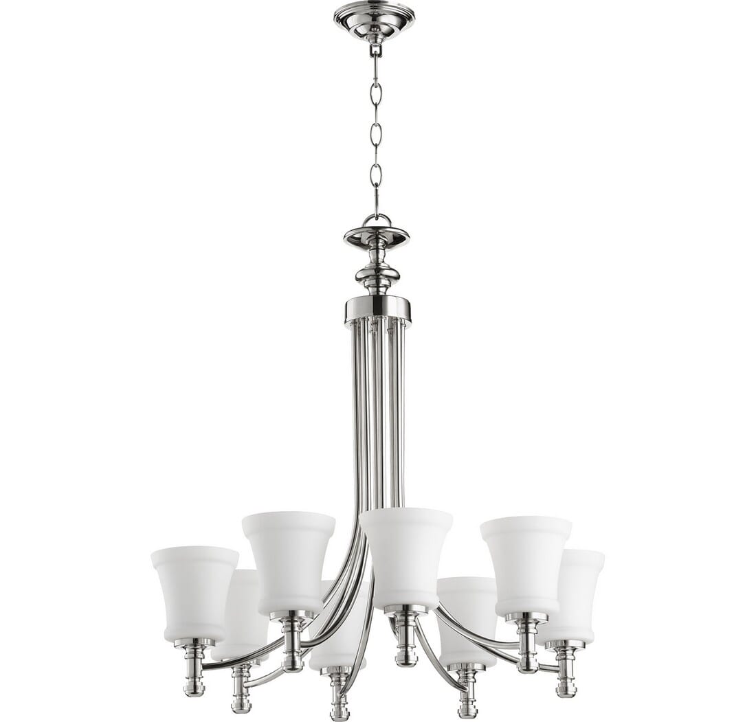 Quorum Rossington 8-Light 29" Transitional Chandelier in Polished Nickel