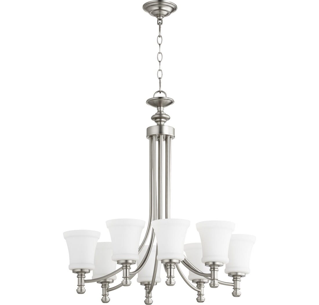 Quorum Rossington 8-Light 29" Transitional Chandelier in Satin Nickel