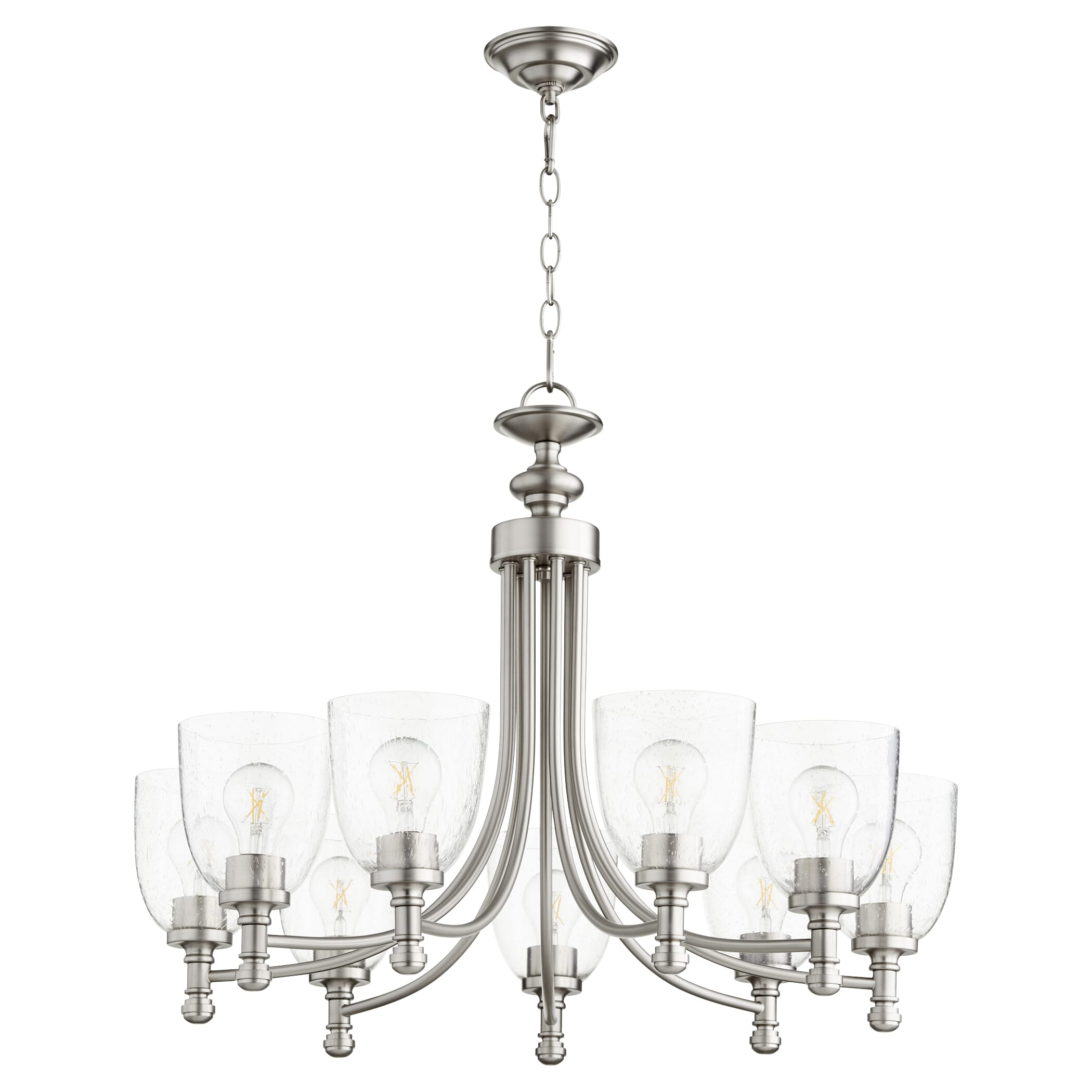 Quorum Rossington 9-Light 23" Transitional Chandelier in Satin Nickel with