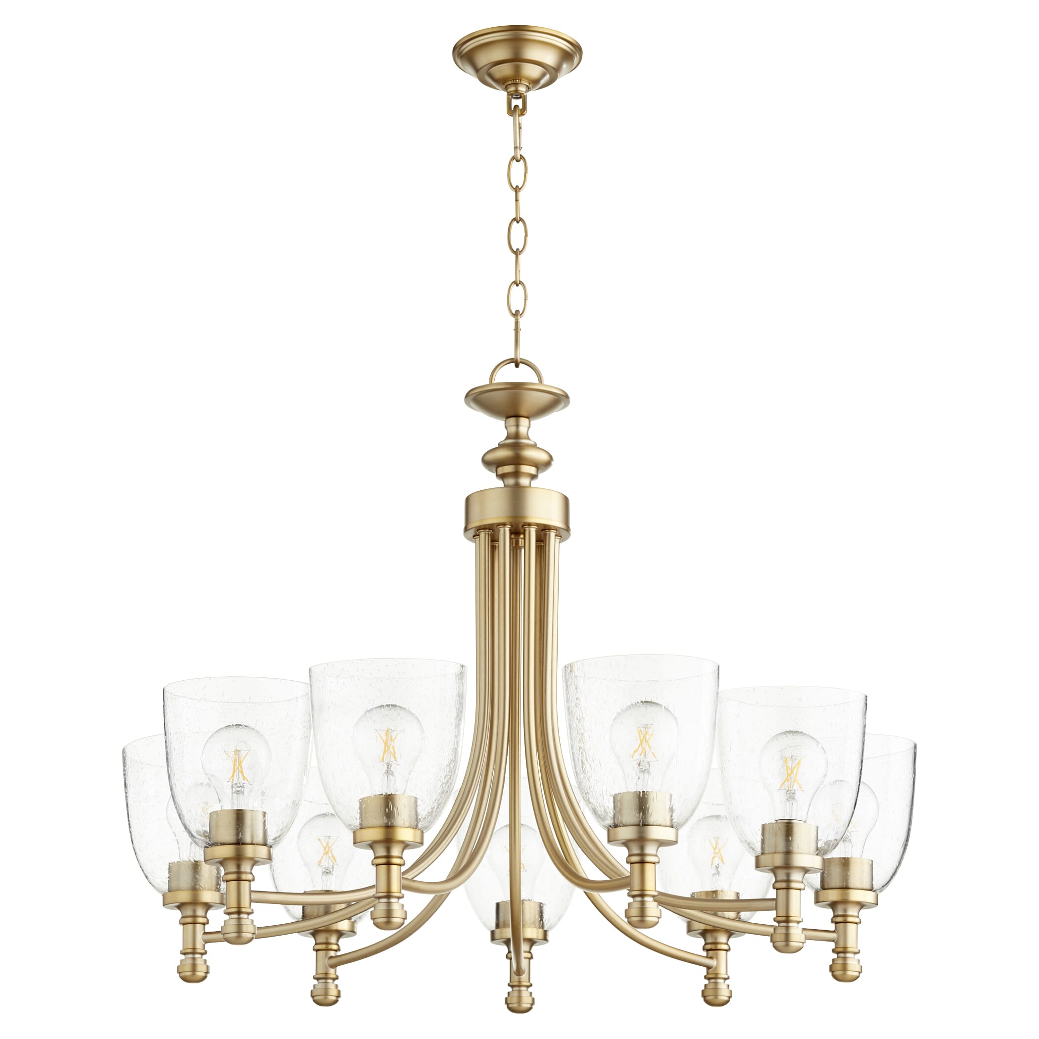 Quorum Rossington 9-Light 23" Transitional Chandelier in Aged Brass with