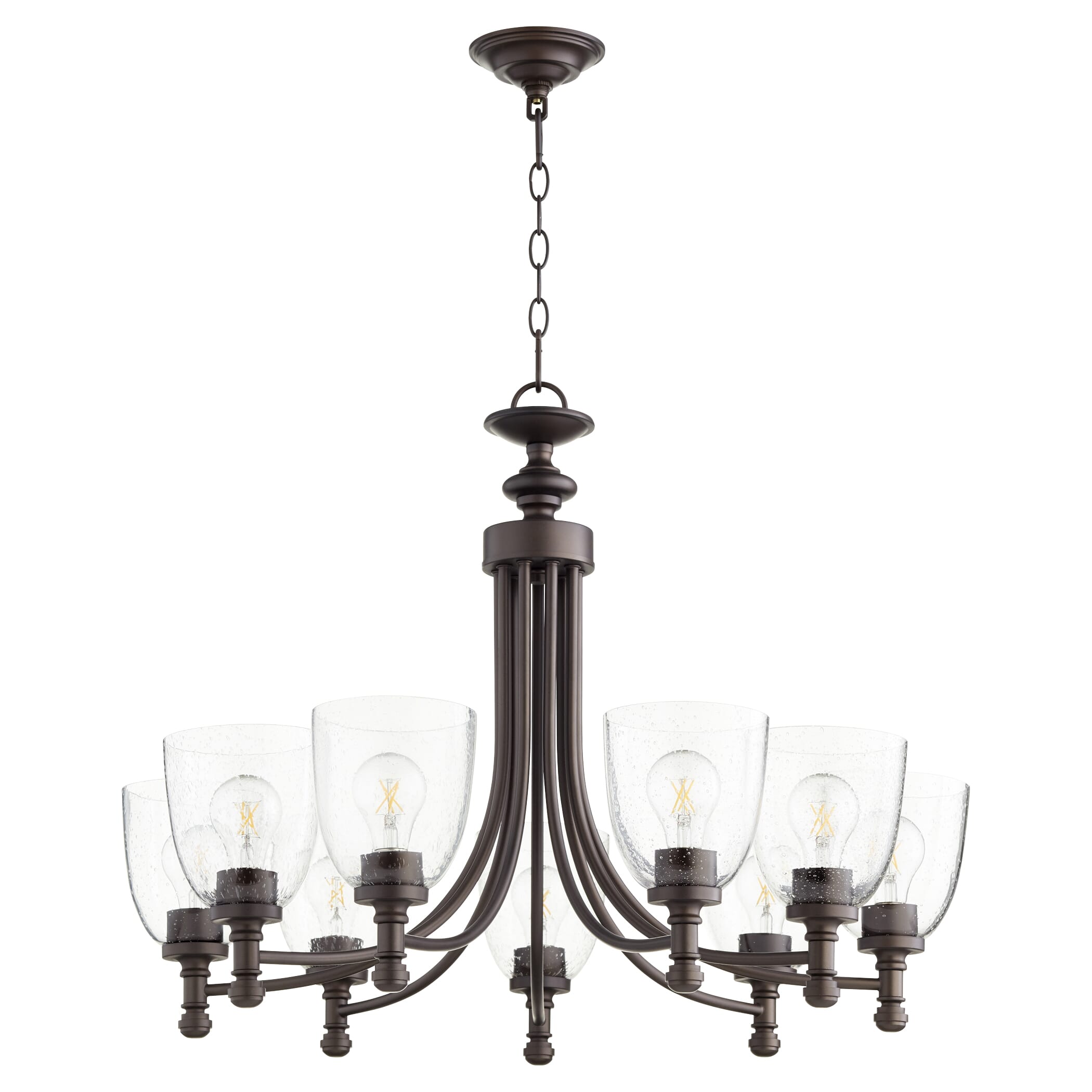 Quorum Rossington 9-Light 23" Transitional Chandelier in Oiled Bronze with