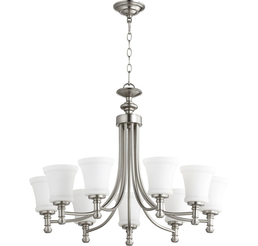 Quorum Rossington 9-Light 23" Transitional Chandelier in Satin Nickel